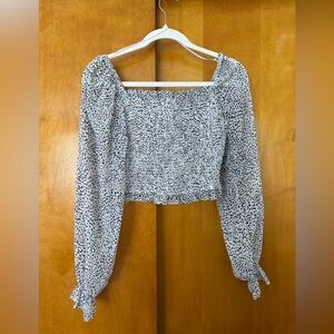 Women's Black and White Polka Dot Crop Top